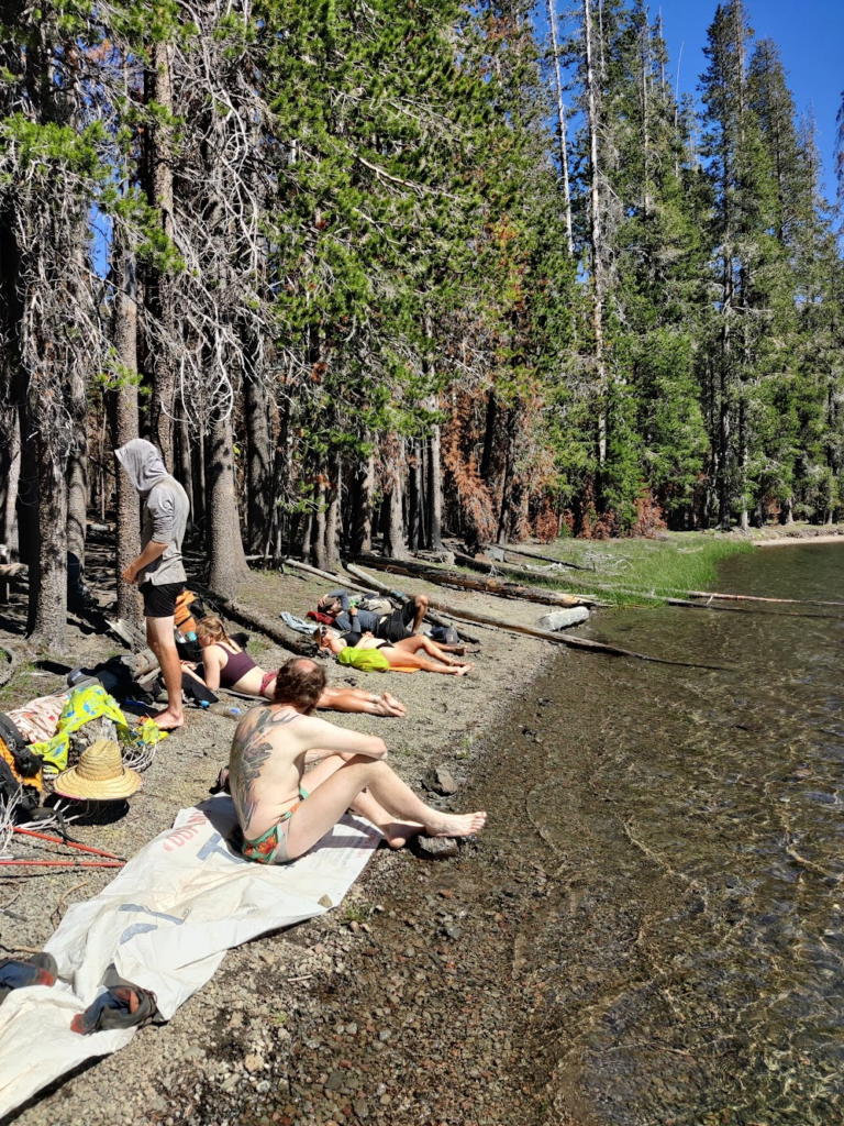 Chilling on the lakeshore of Lower Twin Lake