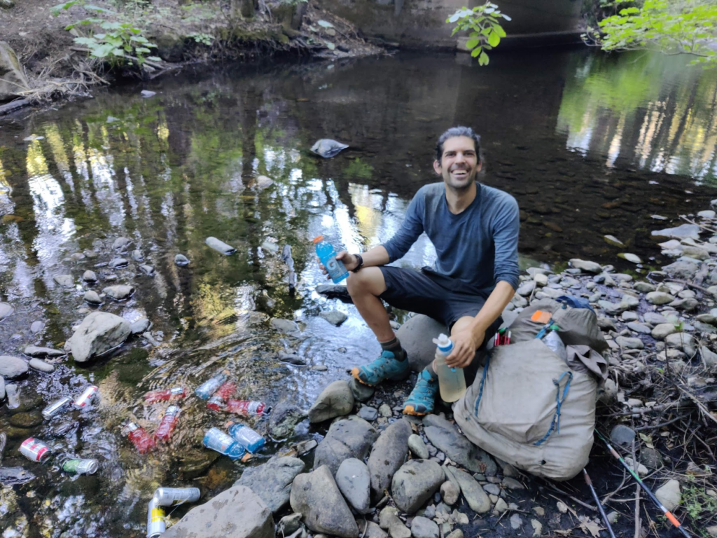 Cookie found some trail magic floating in the water, next to the road leading to Shasta