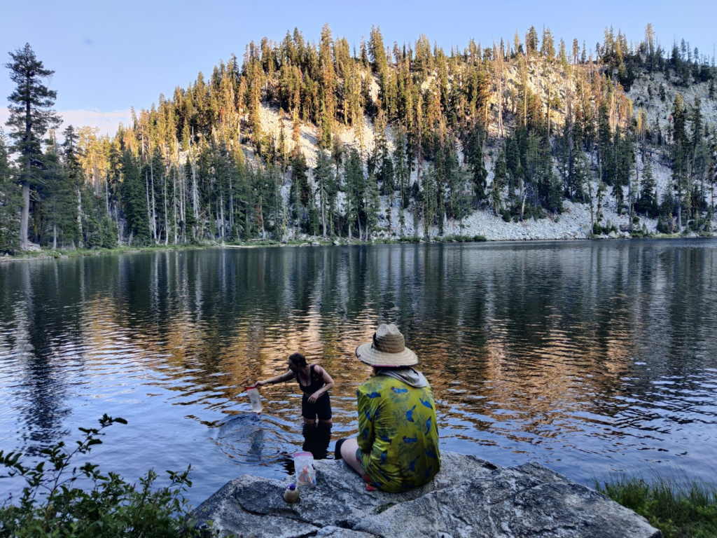 Lucky Charm and Mash at the lake where we camped