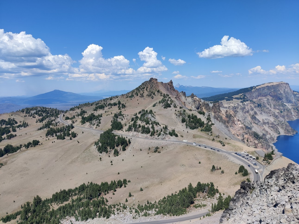 The road skirting around Crater Lake