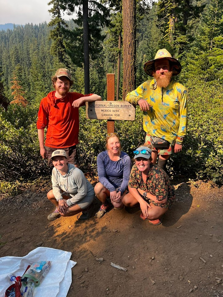 Our group next to the sign demarcating the California Oregon border