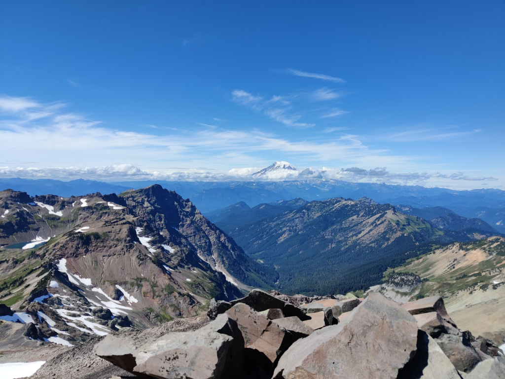 Goat Rocks wit Mt Rainier in the distance