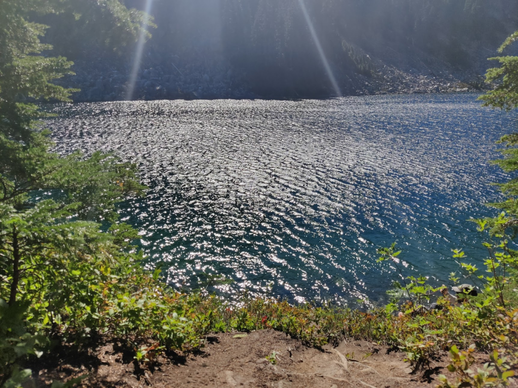 Sunlight falls on Pear Lake