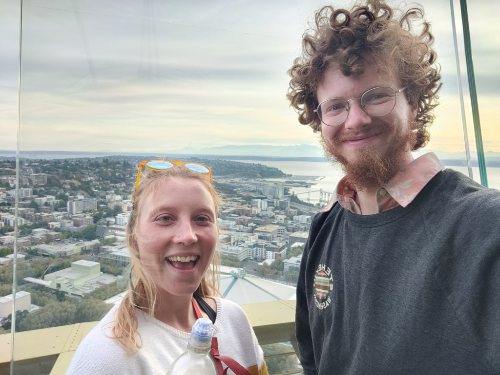 Selfie atop the Space Needle in Seattle